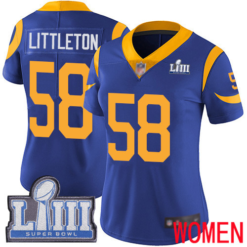 Los Angeles Rams Limited Royal Blue Women Cory Littleton Alternate Jersey NFL Football 58 Super Bowl LIII Bound Vapor Untouchable